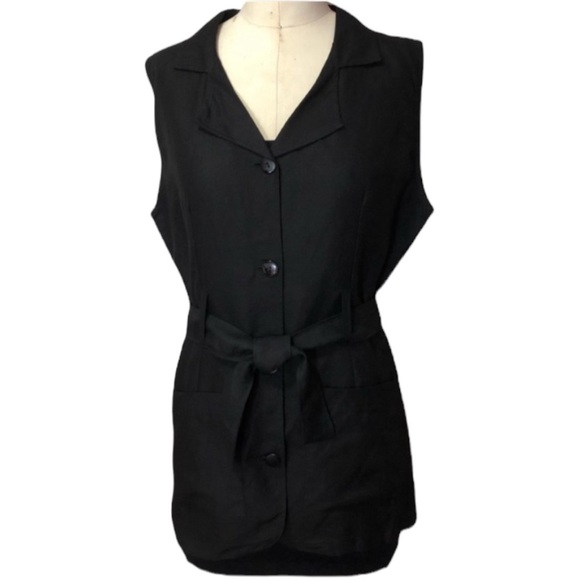 Starwear black belted Button DownShirt Vest  size M - Picture 1 of 5
